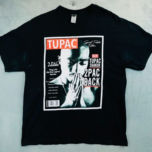 Tupac Shakur Special Tribute Edition Magazine Cover Blk Graphic Print Tee Sz XL - Picture 1 of 7